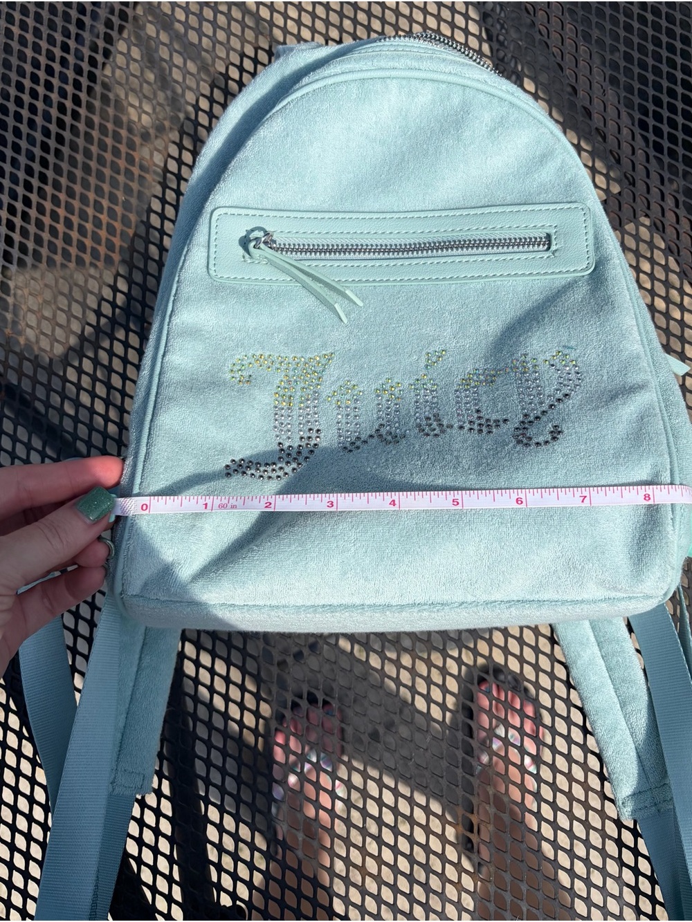 Juicy Couture Mint Mini Backpack with Crystal Logo